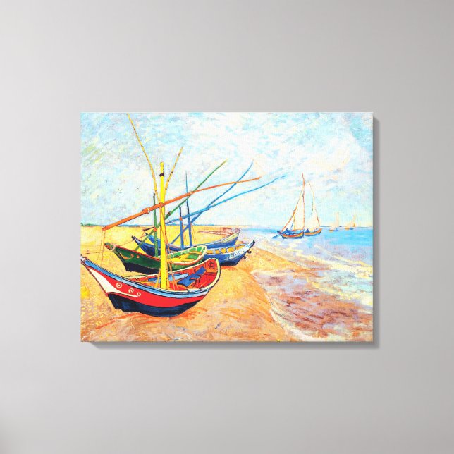 Fishing Boats on the Beach at Saintes-Maries Canvas Print (Front)