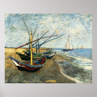 Fishing Boats on the Beach at Saints-Maries Poster