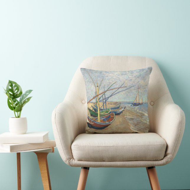Fishing Boats on the Beach by Vincent Van Gogh  Cushion (Chair)