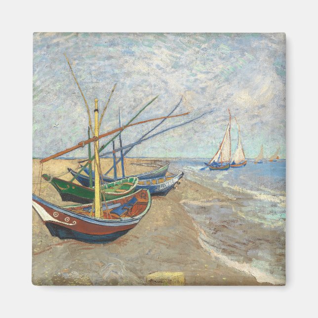 Fishing Boats on the Beach by Vincent Van Gogh  Magnet (Front)
