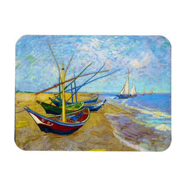 Fishing Boats on the Beach by Vincent Van Gogh Magnet (Horizontal)