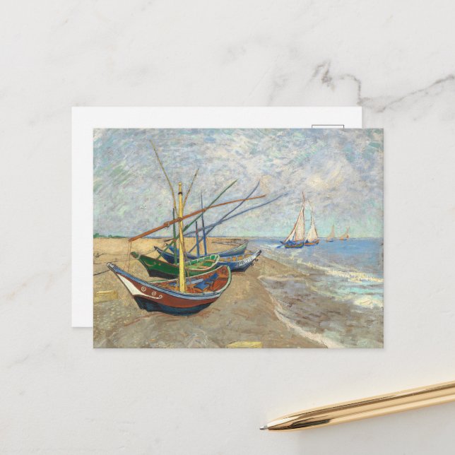 Fishing Boats on the Beach by Vincent Van Gogh  Postcard (Front/Back In Situ)