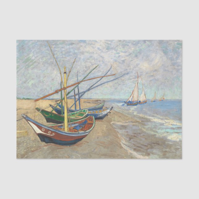 Fishing Boats on the Beach by Vincent Van Gogh  Tissue Paper (Front)