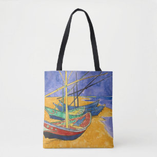 Fishing Boats on the Beach by Vincent Van Gogh Tote Bag