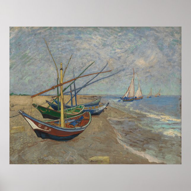 Fishing boats on the beach of Les Saintes-Maries Poster (Front)