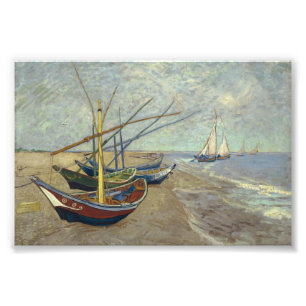 Fishing boats on the beach photo print
