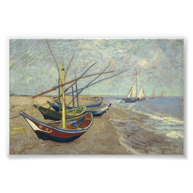 Fishing boats on the beach photo print (Front)
