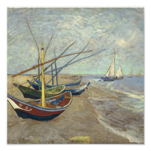 Fishing boats on the beach photo print