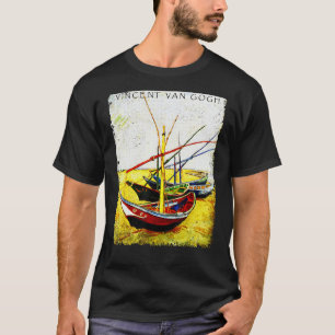 Fishing Boats On The Beach Tee Van Gogh Art Painti