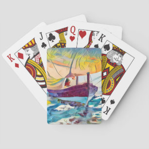 Fishing boats on the beach, Valencia   Playing Cards