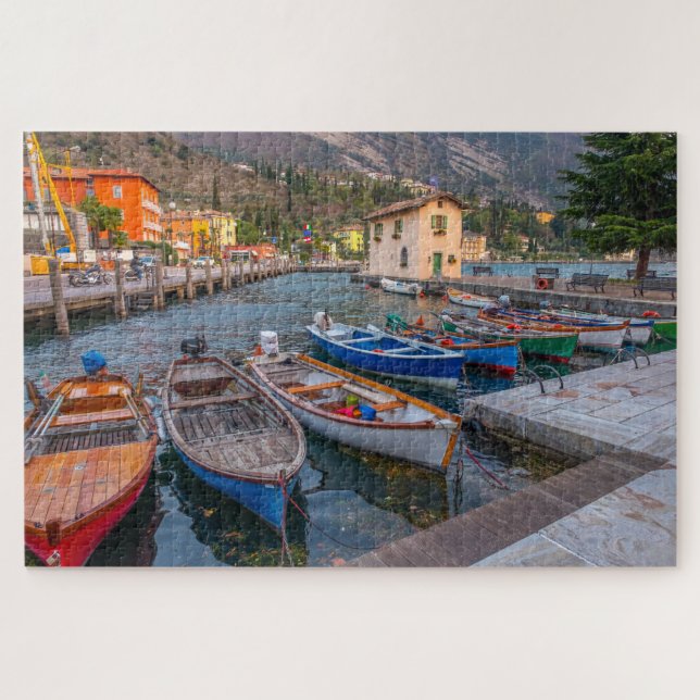Fishing Boats on the Lake in Riva del Garda Italy Jigsaw Puzzle (Horizontal)