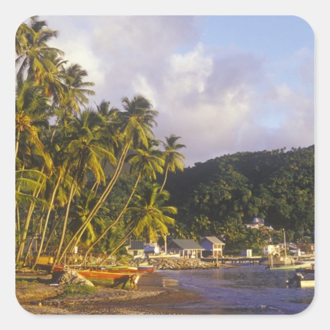 Fishing boats, Soufriere, St Lucia, Caribbean Square Sticker (Front)
