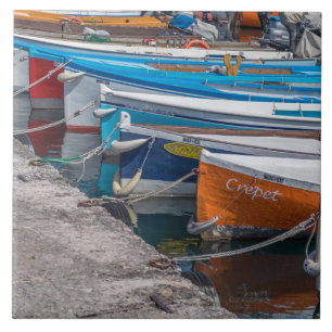 Fishing boats view ceramic tile