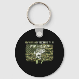 Fishing Boy American Camouflage USA Flag Bass Fish Key Ring