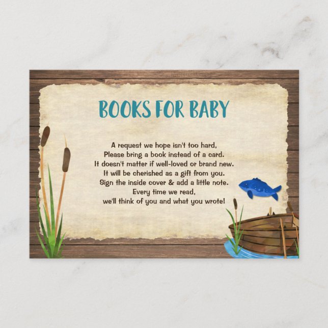 Fishing boy baby shower book request inserts (Front)
