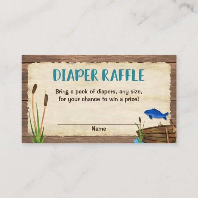 Fishing boy baby shower diaper raffle cards (Front)