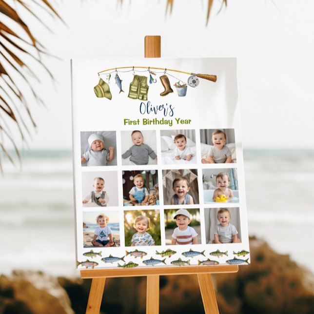 Fishing Boy Birthday Photo Milestone Sign (Creator Uploaded)