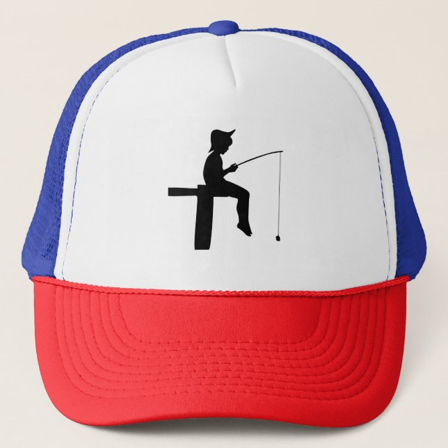 Fishing Boy Silhouette Trucker Hat (Front)