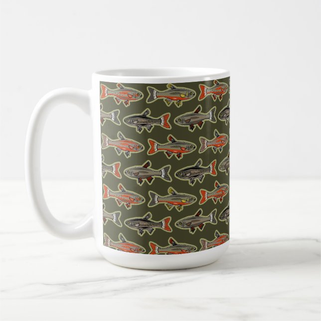 Fishing Brook Trout Orange, Grey, Green - NH Fish Coffee Mug (Left)