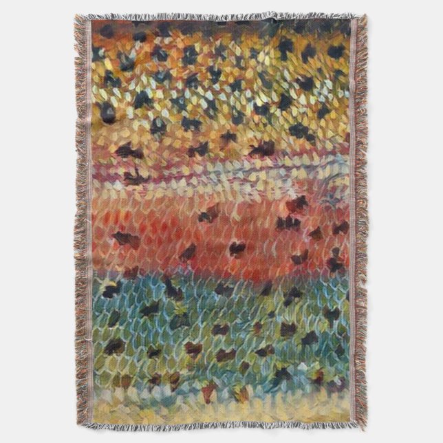 Fishing Brook Trout Throw Blanket (Front Vertical)