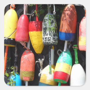 Fishing Buoys- Maine Square Sticker