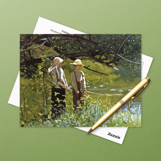 Fishing by the Pond Winslow Homer Postcard (Creator Uploaded)