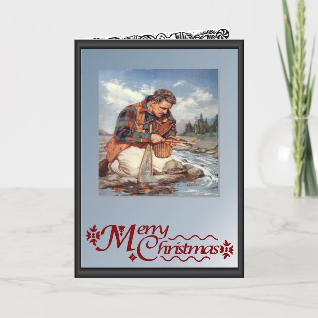 Fishing by the river holiday card (Front)