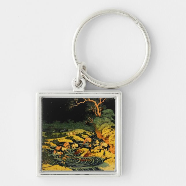 Fishing by Torchlight in Kai Province Key Ring (Front)