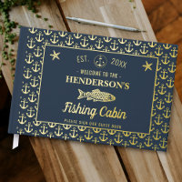 Fishing Cabin Custom Welcome Fish Anchors Gold