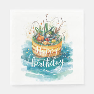 Fishing Cake Birthday party for Fishing lovers Napkin