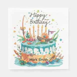 Fishing Cake Birthday party for Fishing lovers Napkin