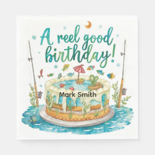 Fishing Cake Birthday party for Fishing lovers Napkin