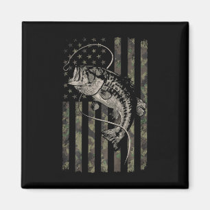 Fishing Camo American Flag B Fish Magnet