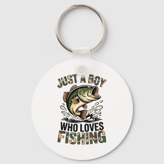 Fishing Camo B Fish Youth Just A Boy Who Loves Fis Key Ring (Front)