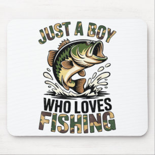 Fishing Camo B Fish Youth Just A Boy Who Loves Fis Mouse Mat