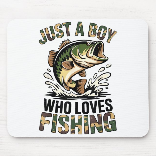 Fishing Camo B Fish Youth Just A Boy Who Loves Fis Mouse Mat (Front)