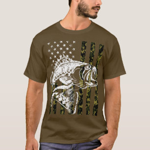 Fishing Camouflage American Flag Fish Bass Fish Fi T-Shirt