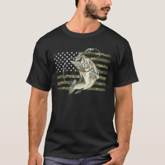 Fishing Camouflage US American Flag Bass Fish Fish T-Shirt