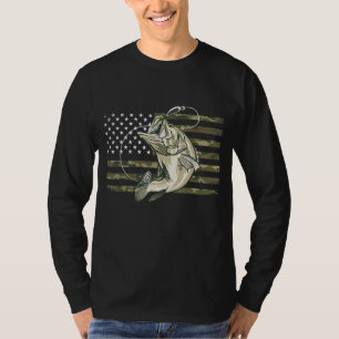 Fishing Camouflage US American Flag Bass Fish Fish T-Shirt