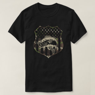 Fishing Camouflage USA Flag Bass Fisherman Gift T-Shirt
