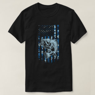 Fishing Camouflage USA Flag Bass Fisherman Gift T-Shirt