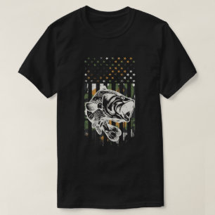 Fishing Camouflage USA Flag Bass Fisherman Gift T-Shirt