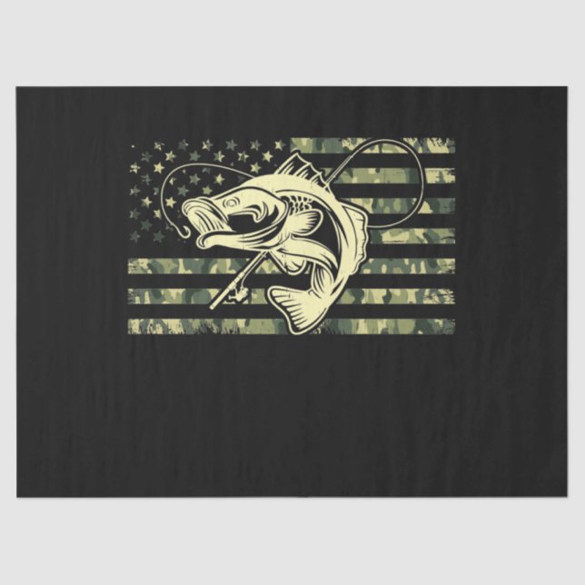Fishing Camouflage USA Flag for Bass Fisher Tissue Paper (Front)