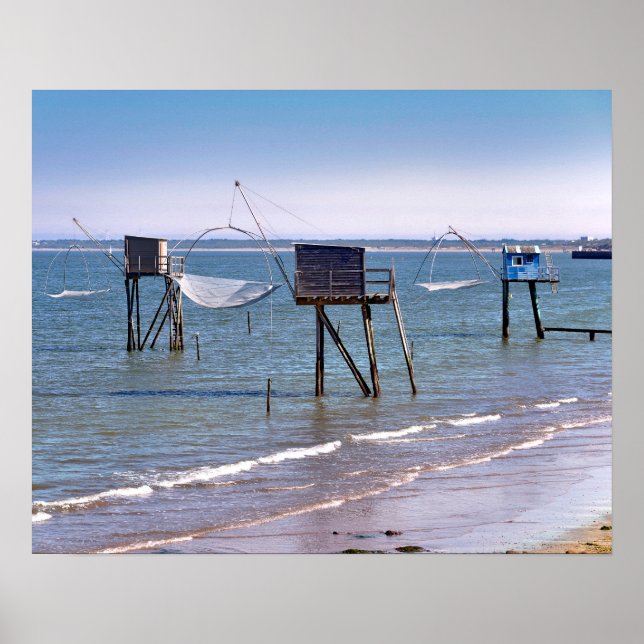 Fishing carrelets at Saint-Michel-Chef-Chef Poster (Front)