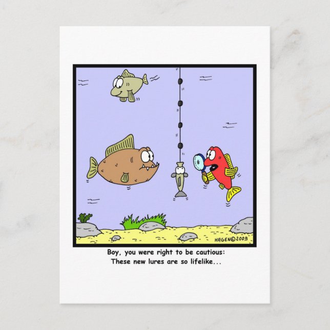 Fishing Cartoon: Lures Postcard (Front)