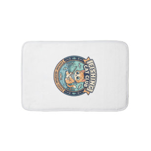 Fishing Cat Cute Cat T-Shirt Design - Fishing Cat Bath Mat