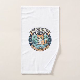Fishing Cat Cute Cat T-Shirt Design - Fishing Cat Hand Towel