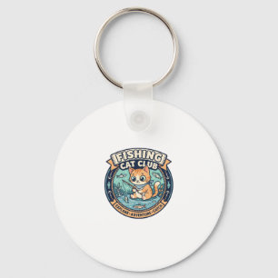 Fishing Cat Cute Cat T-Shirt Design - Fishing Cat  Key Ring
