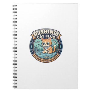 Fishing Cat Cute Cat T-Shirt Design - Fishing Cat Notebook