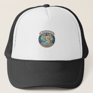 Fishing Cat Cute Cat T-Shirt Design - Fishing Cat Trucker Hat
